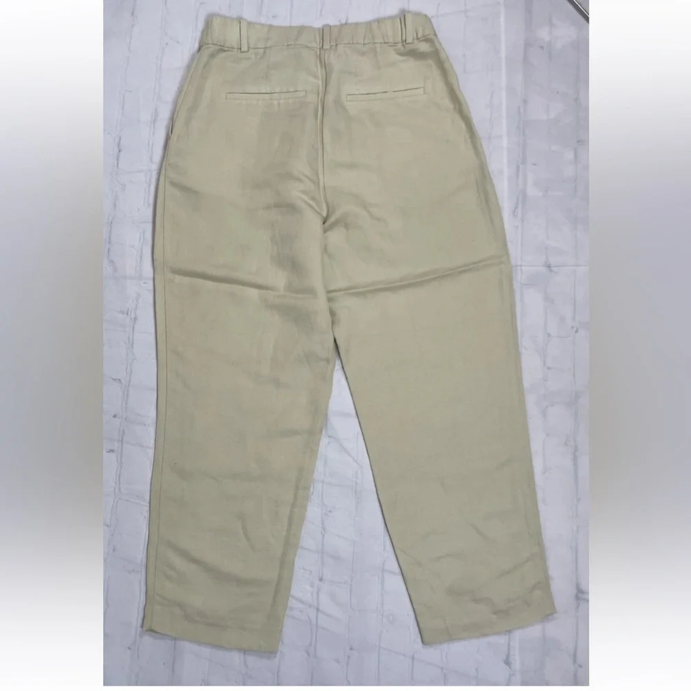 H&M Women’s Pale Green Linen Blend‎ Ankle Length Pleated Dress Pants Size 10 NEW